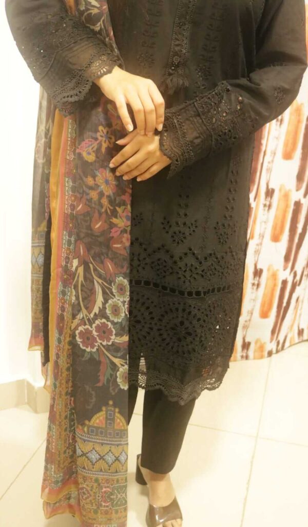 Sada Bahar 3 pc black embroidered suit - Image 2