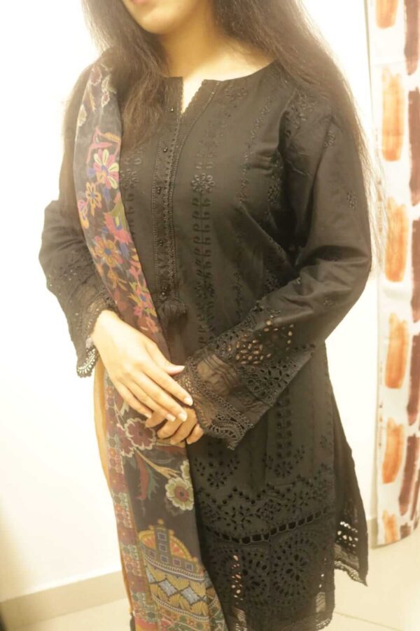 Sada Bahar 3 pc black embroidered suit - Image 3